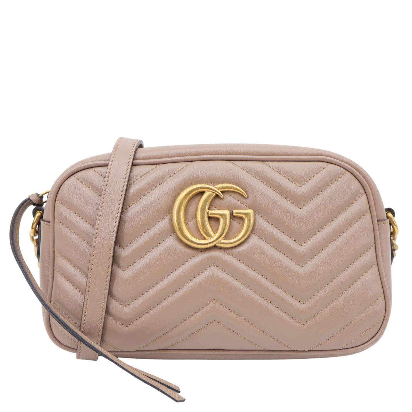 GUCCI GG Marmont Small Matelasse Chevron Leather Camera Bag Dusty Pink 447632