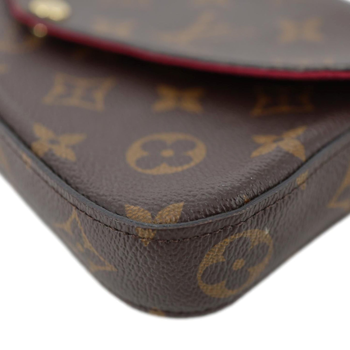 LOUIS VUITTON Felicie Pochette Monogram Canvas Crossbody Bag Brown