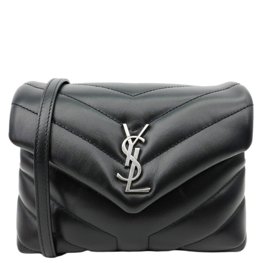 YVES SAINT LAURENT Loulou Toy Calfskin Leather Crossbody Bag Black