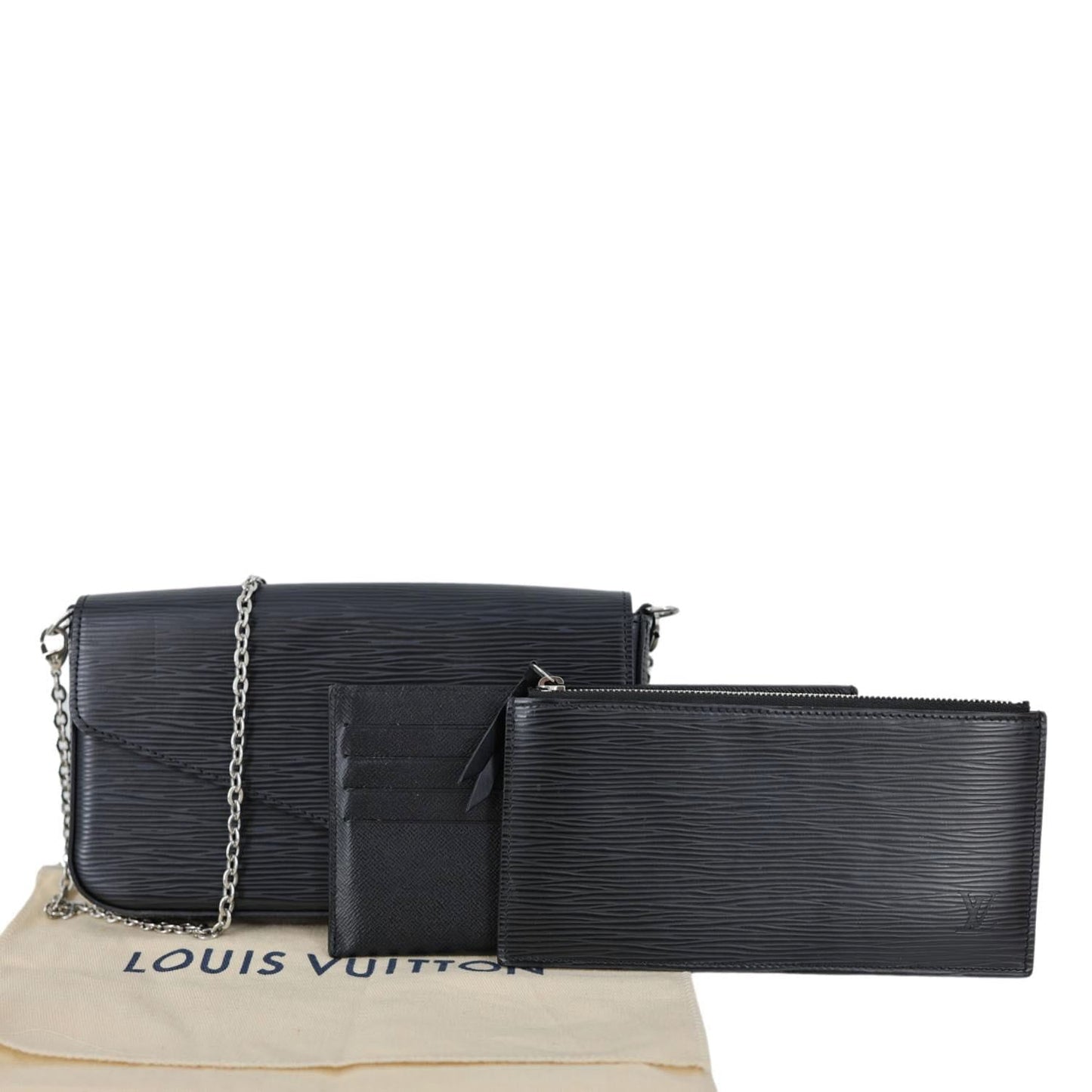 LOUIS VUITTON Felicie Pochette Epi Leather Crossbody Bag Black