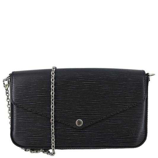 LOUIS VUITTON Felicie Pochette Epi Leather Crossbody Bag Black