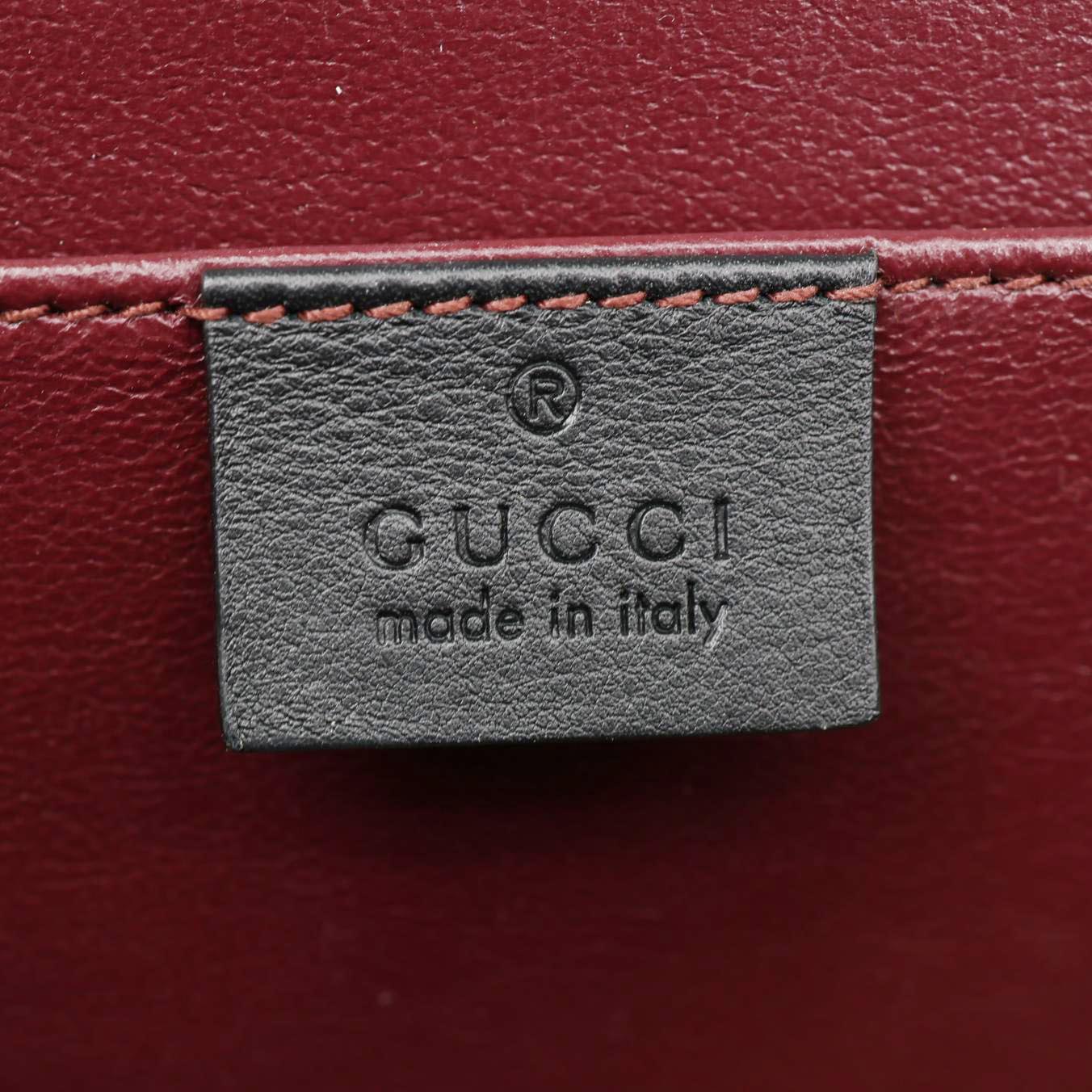 GUCCI Sylvie 1969 Mini Patent Leather Top Handle Crossbody Bag Black 589479