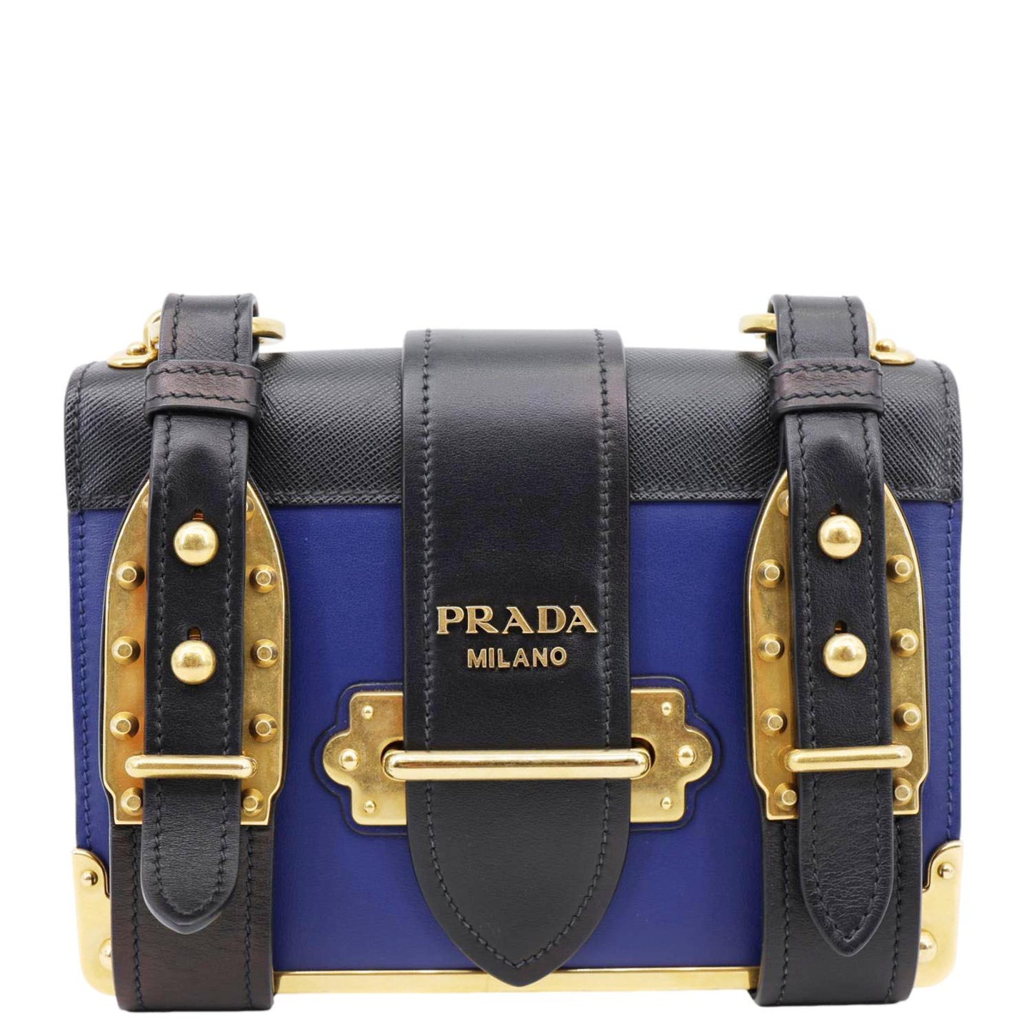 PRADA Cahier City Saffiano Leather Shoulder Bag Blue