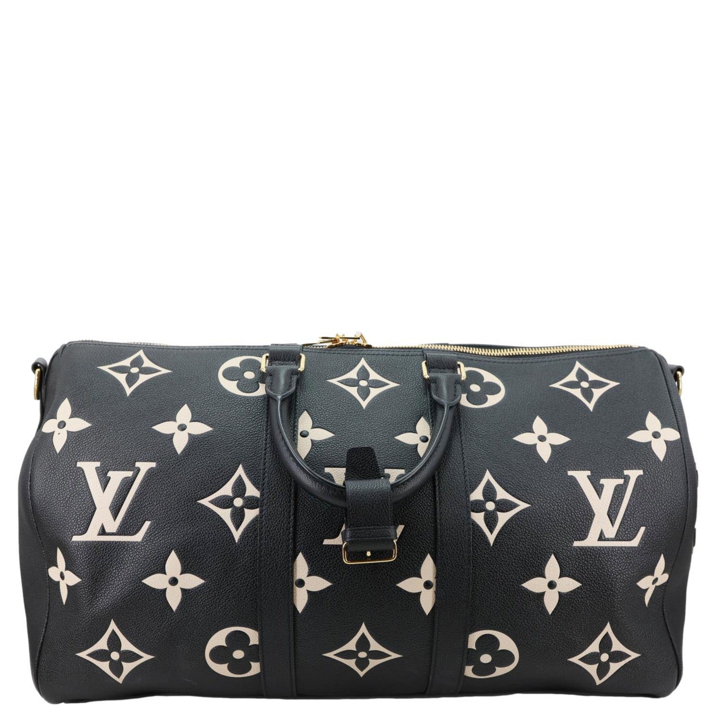 LOUIS VUITTON Keepall 45 Bandouliere Monogram Empreinte Leather Travel Bag Bicolor