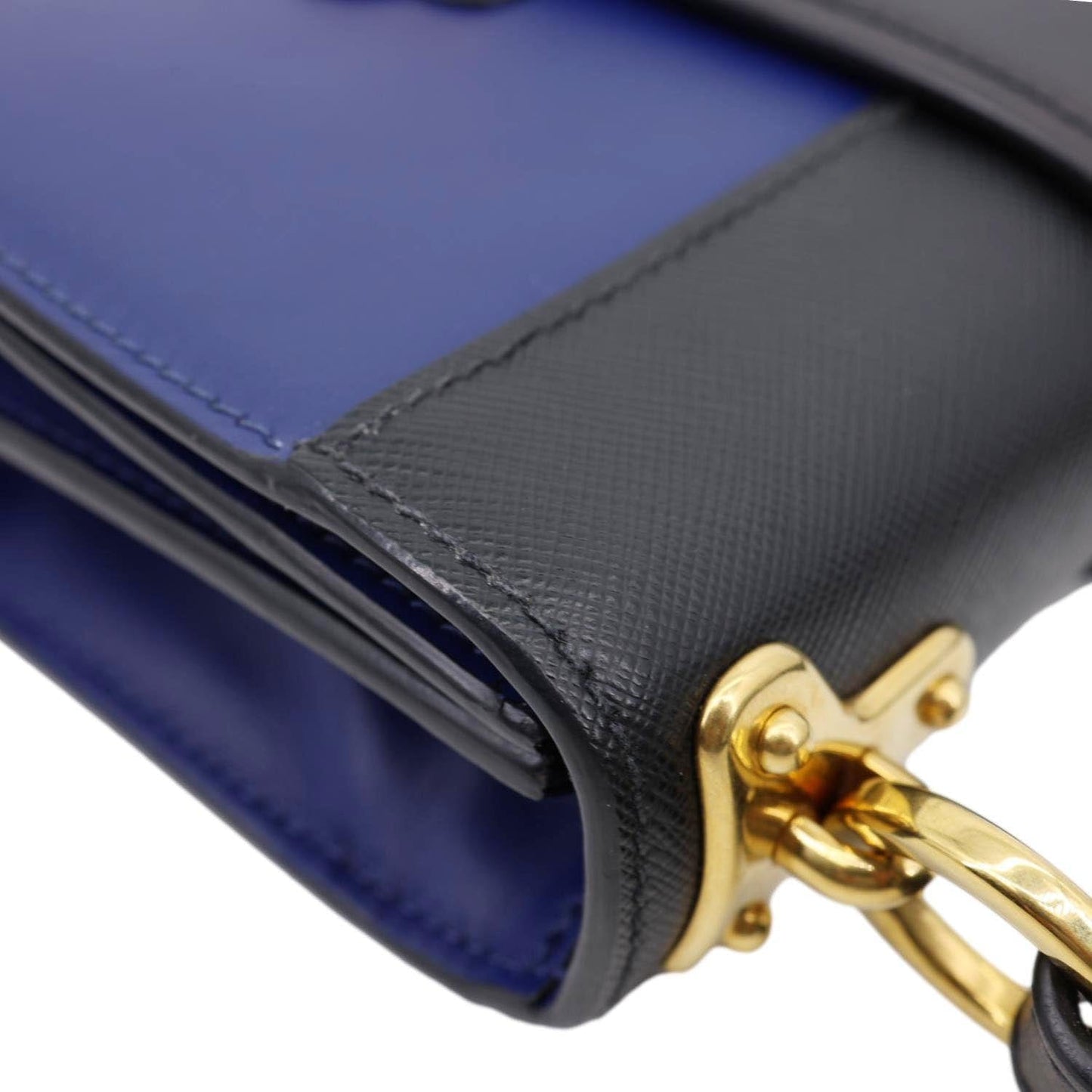 PRADA Cahier City Saffiano Leather Shoulder Bag Blue