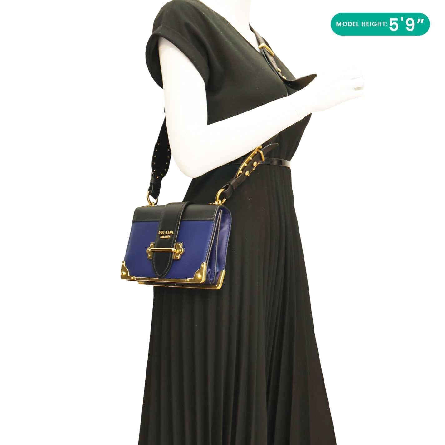 PRADA Cahier City Saffiano Leather Shoulder Bag Blue