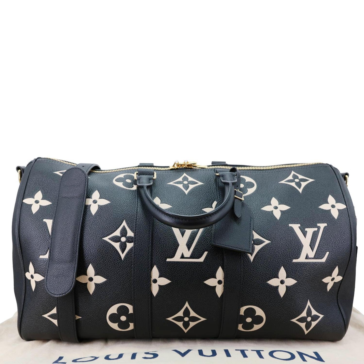 LOUIS VUITTON Keepall 45 Bandouliere Monogram Empreinte Leather Travel Bag Bicolor