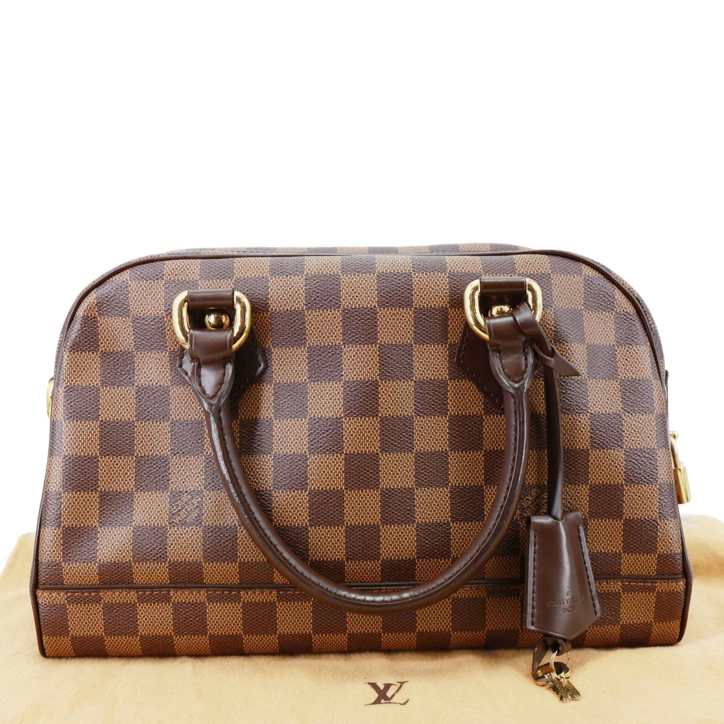 LOUIS VUITTON Duomo Damier Ebene Satchel Bag Brown