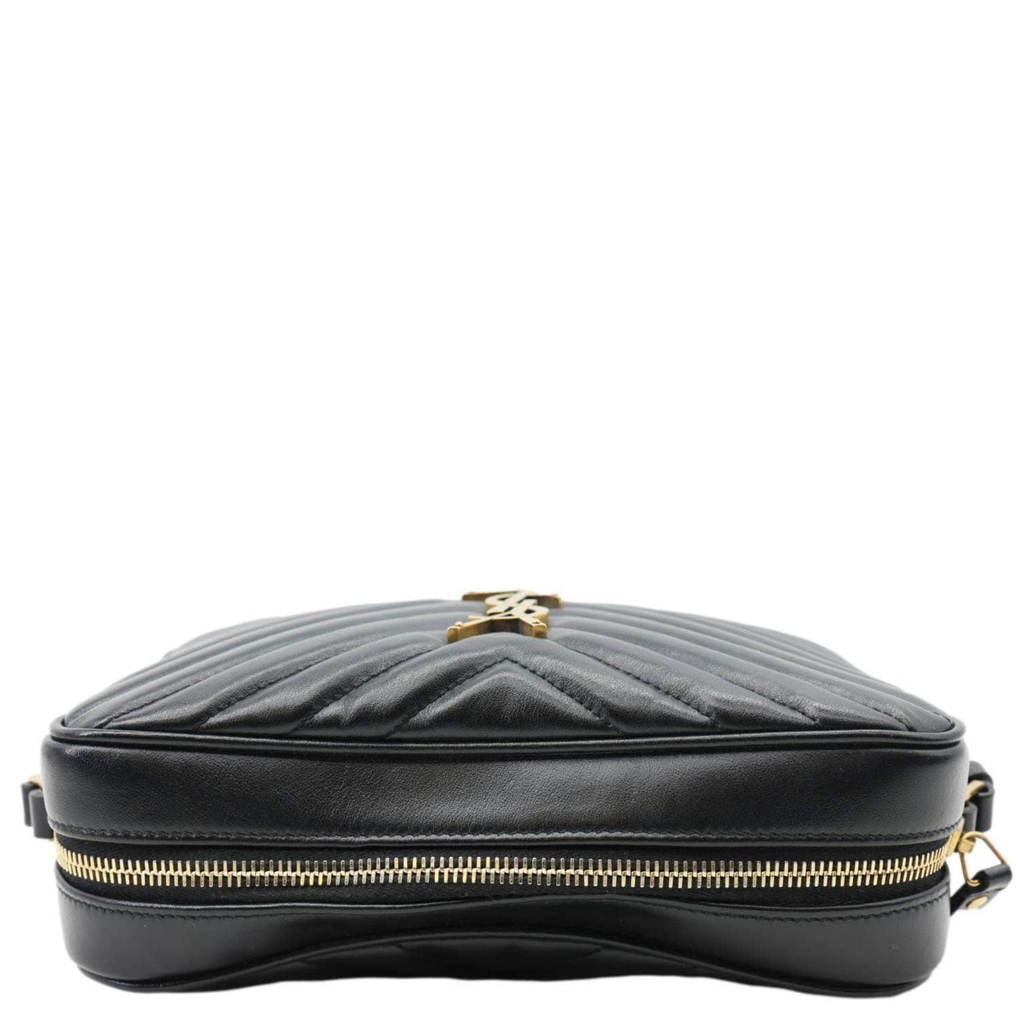 YVES SAINT LAURENT Lou Chevron Leather Camera Bag Black