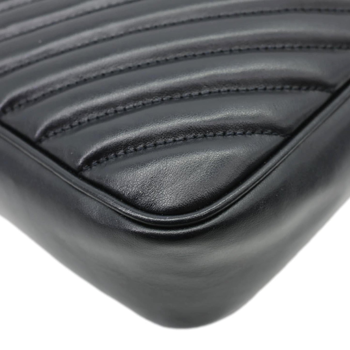 YVES SAINT LAURENT Lou Chevron Leather Camera Bag Black