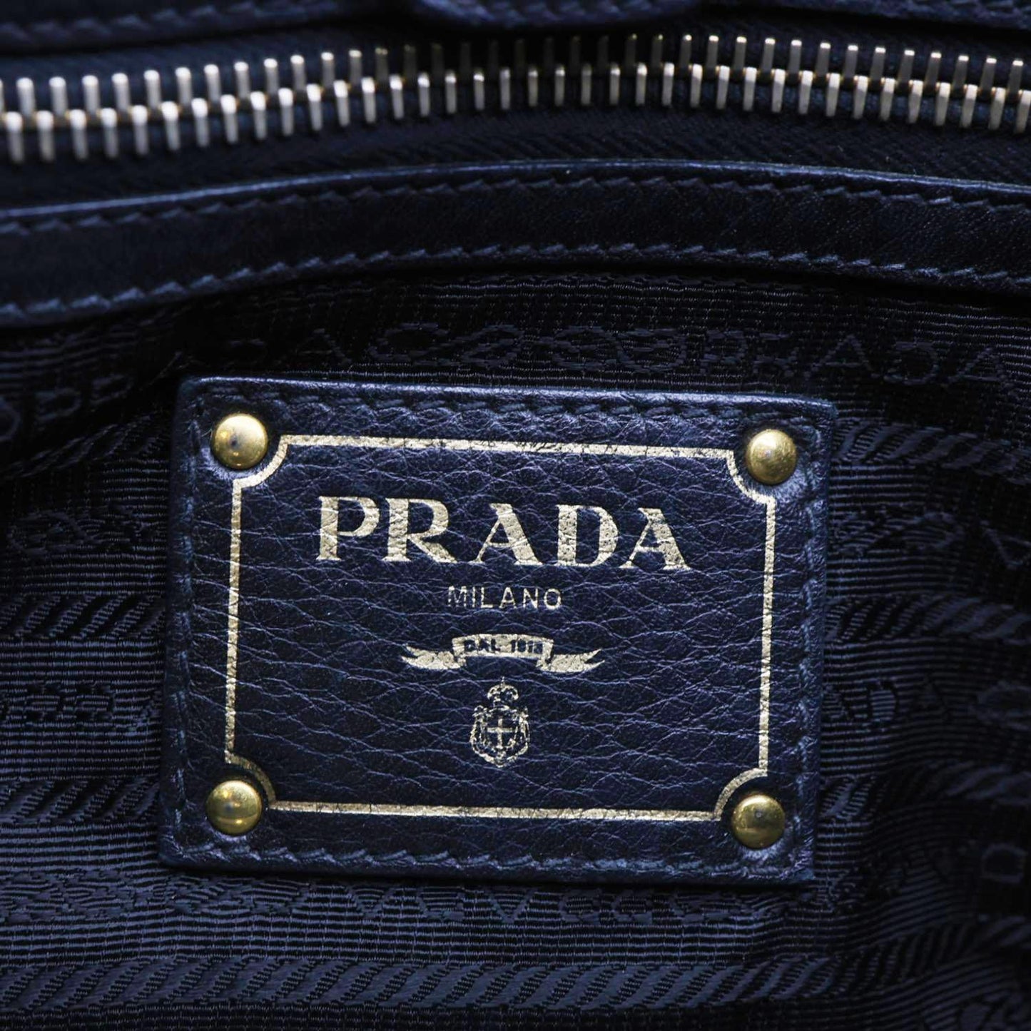 PRADA Vitello Daino Front Zip Leather Hobo Bag Black
