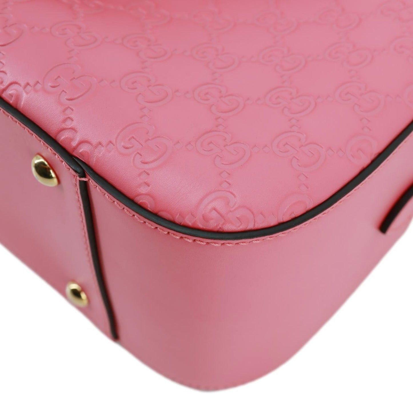 GUCCI GG Signature Leather Boston Bag Pink 428225