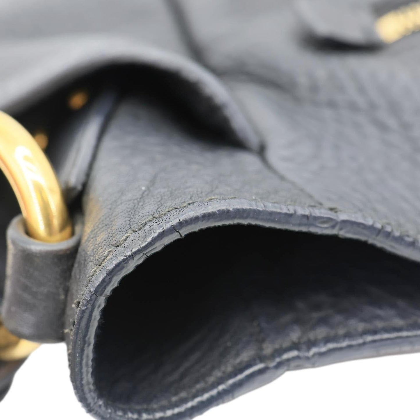 PRADA Vitello Daino Front Zip Leather Hobo Bag Black
