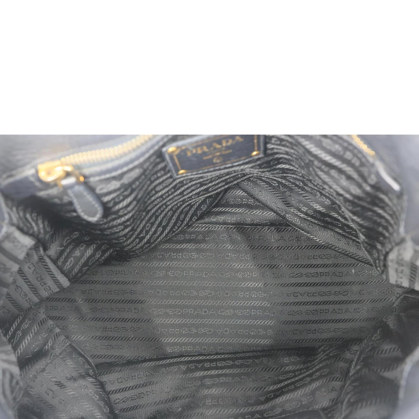 PRADA Vitello Daino Front Zip Leather Hobo Bag Black