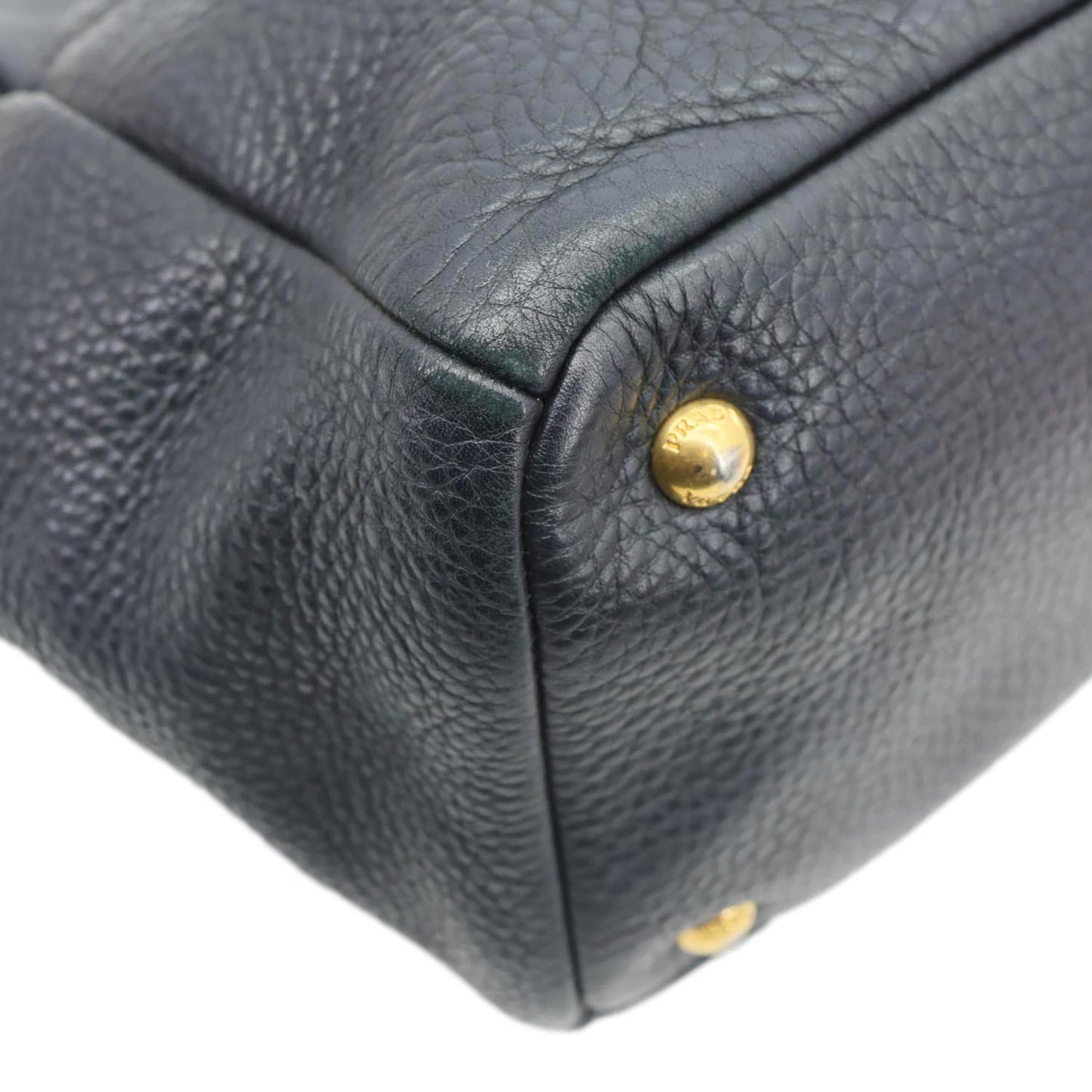PRADA Vitello Daino Front Zip Leather Hobo Bag Black