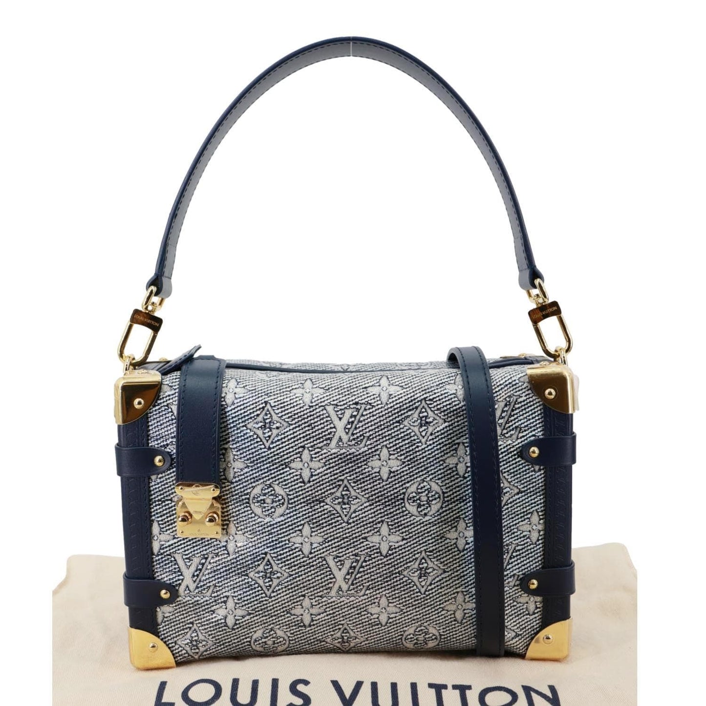 LOUIS VUITTON Side Trunk MM Monoglam Canvas Crossbody Bag Blue