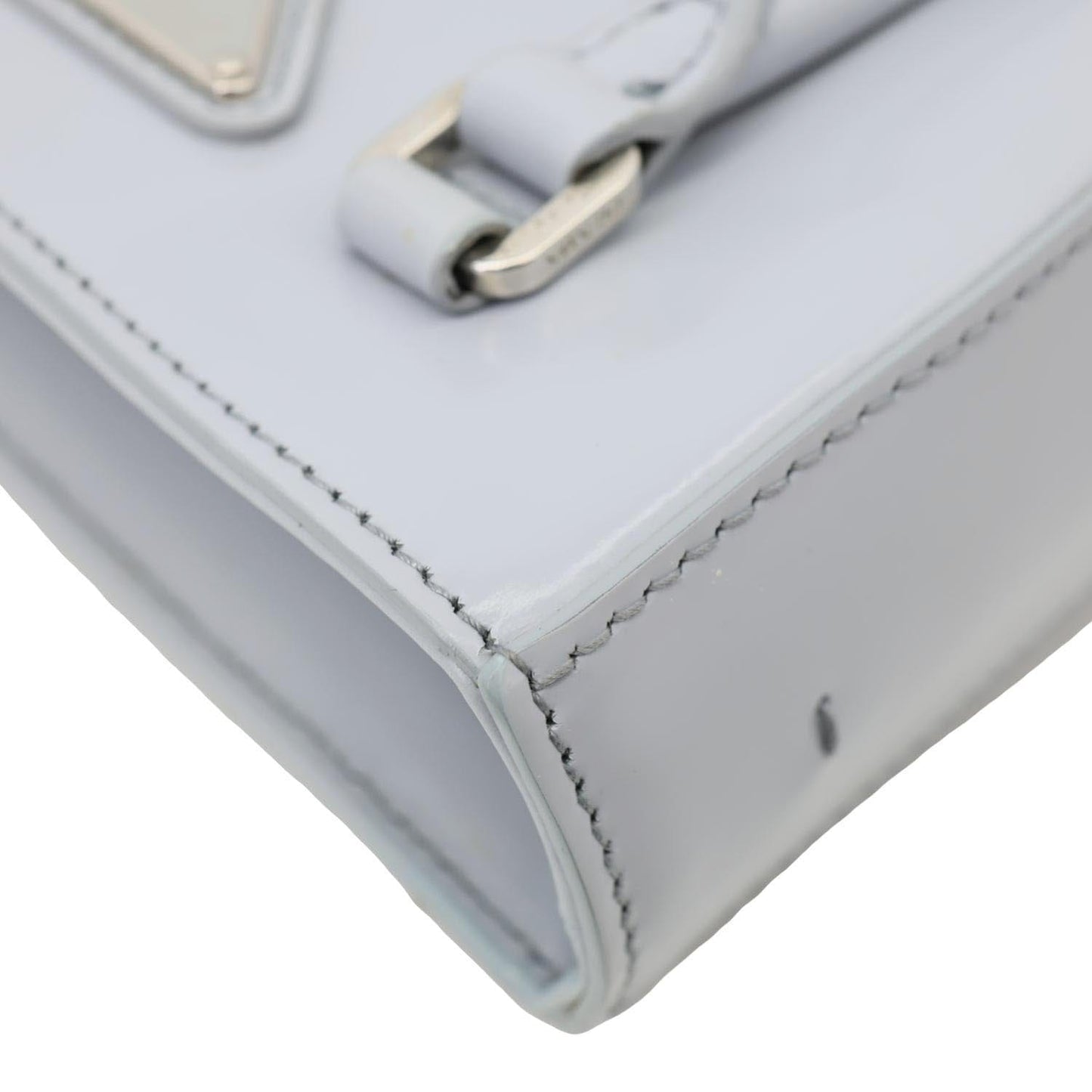 PRADA Mini Spazzolato Leather Tote Bag Grey