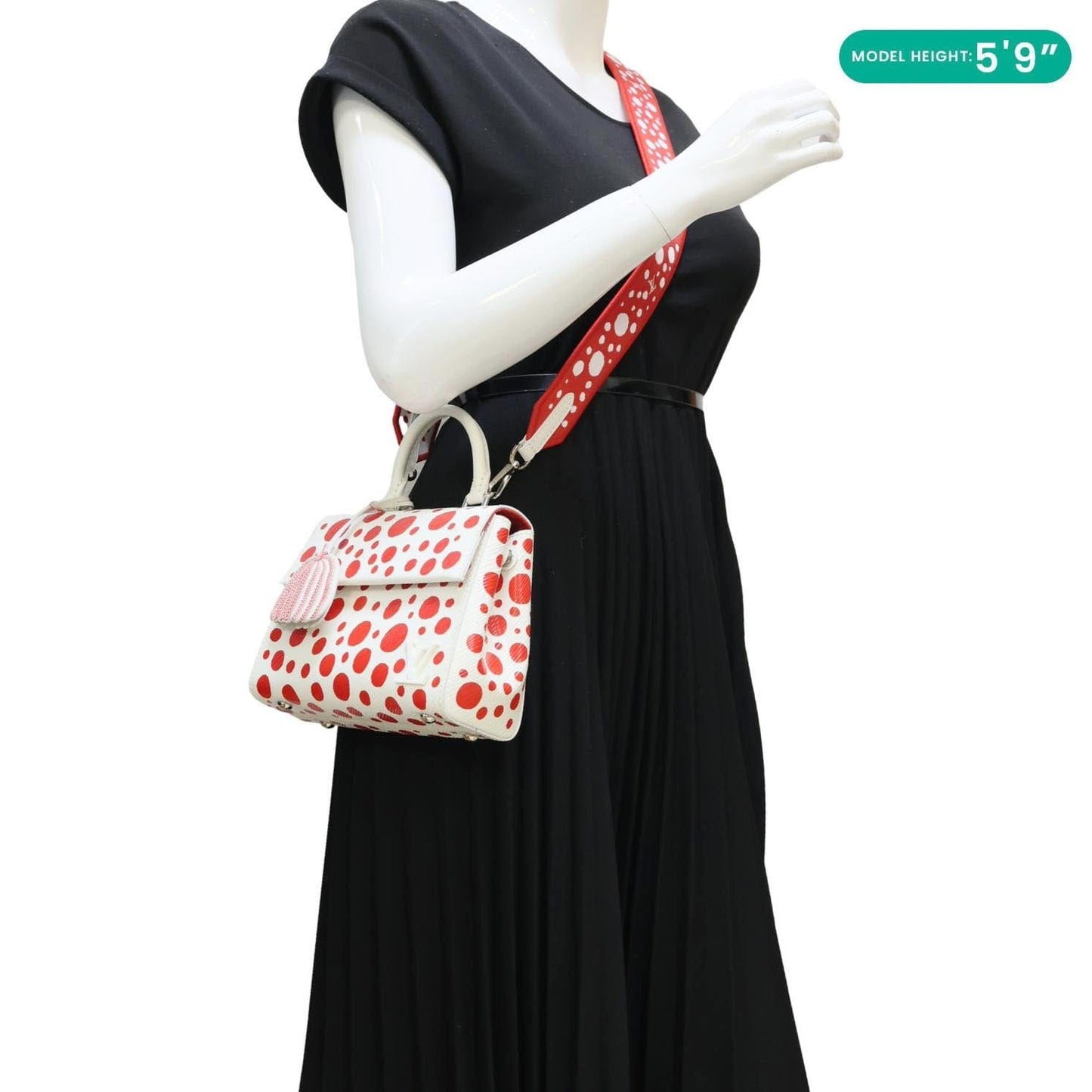 LOUIS VUITTON LV x YK Cluny Mini Monogram Kusama Epi Leather Shoulder Bag Red
