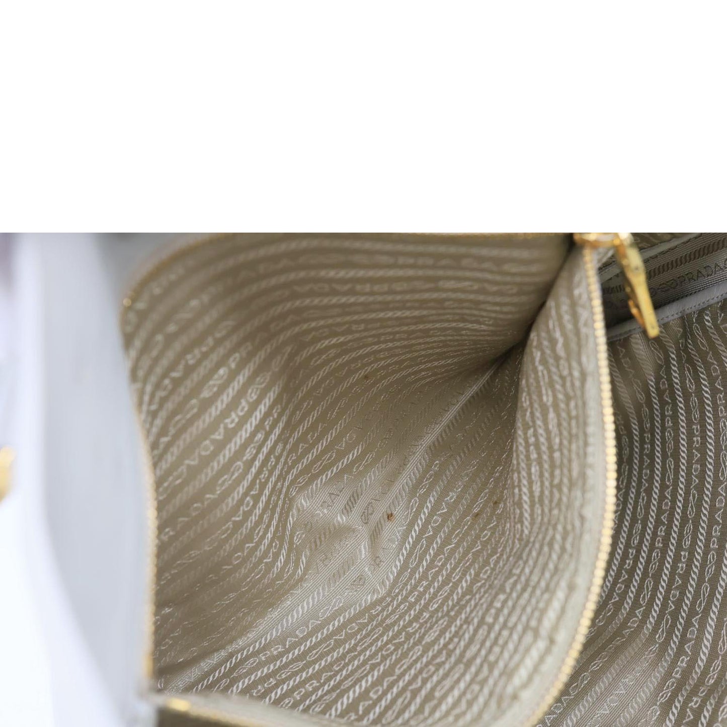 PRADA Vitello Daino Leather Shopping Tote Bag Beige