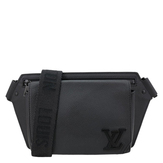 LOUIS VUITTON Aerogram Takeoff Sling Leather Crossbody Bag Black