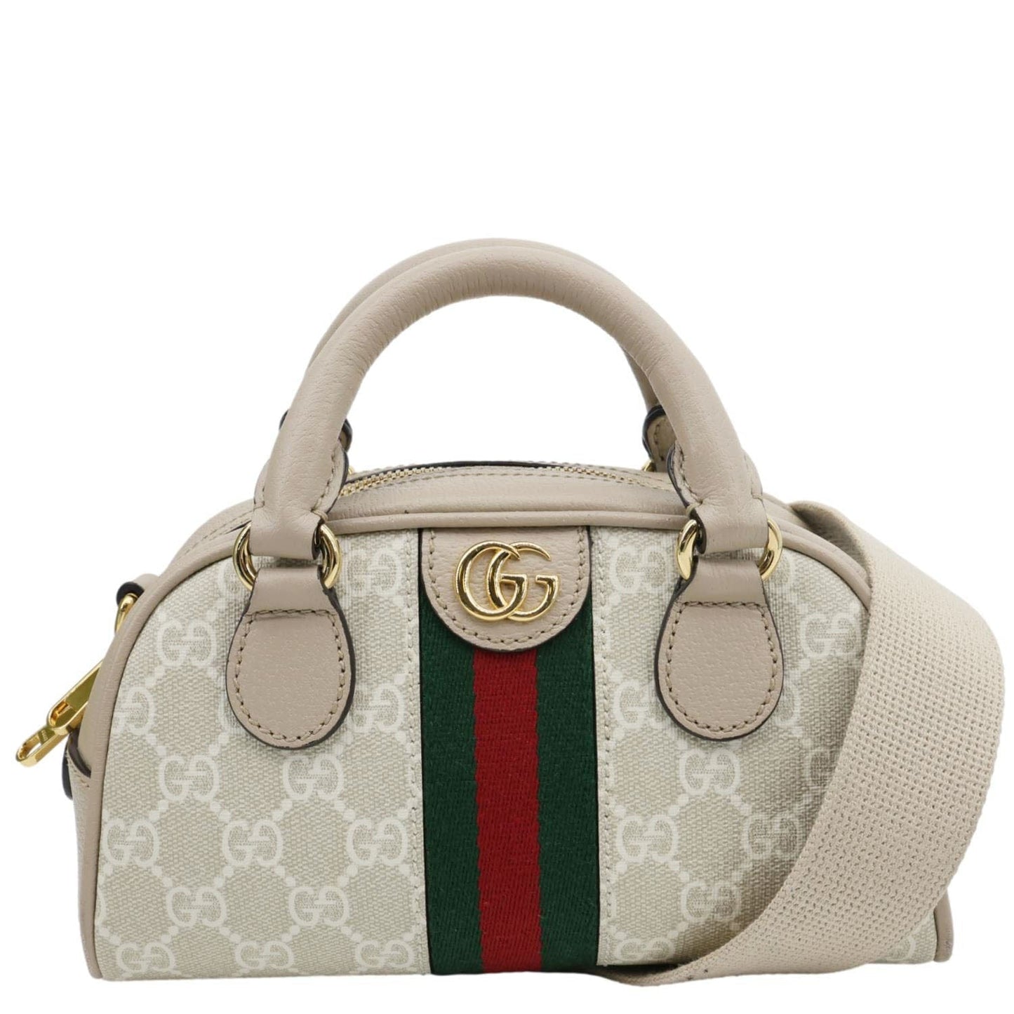 GUCCI Ophidia GG Supreme Canvas Top Handle Crossbody Bag Off White 724606