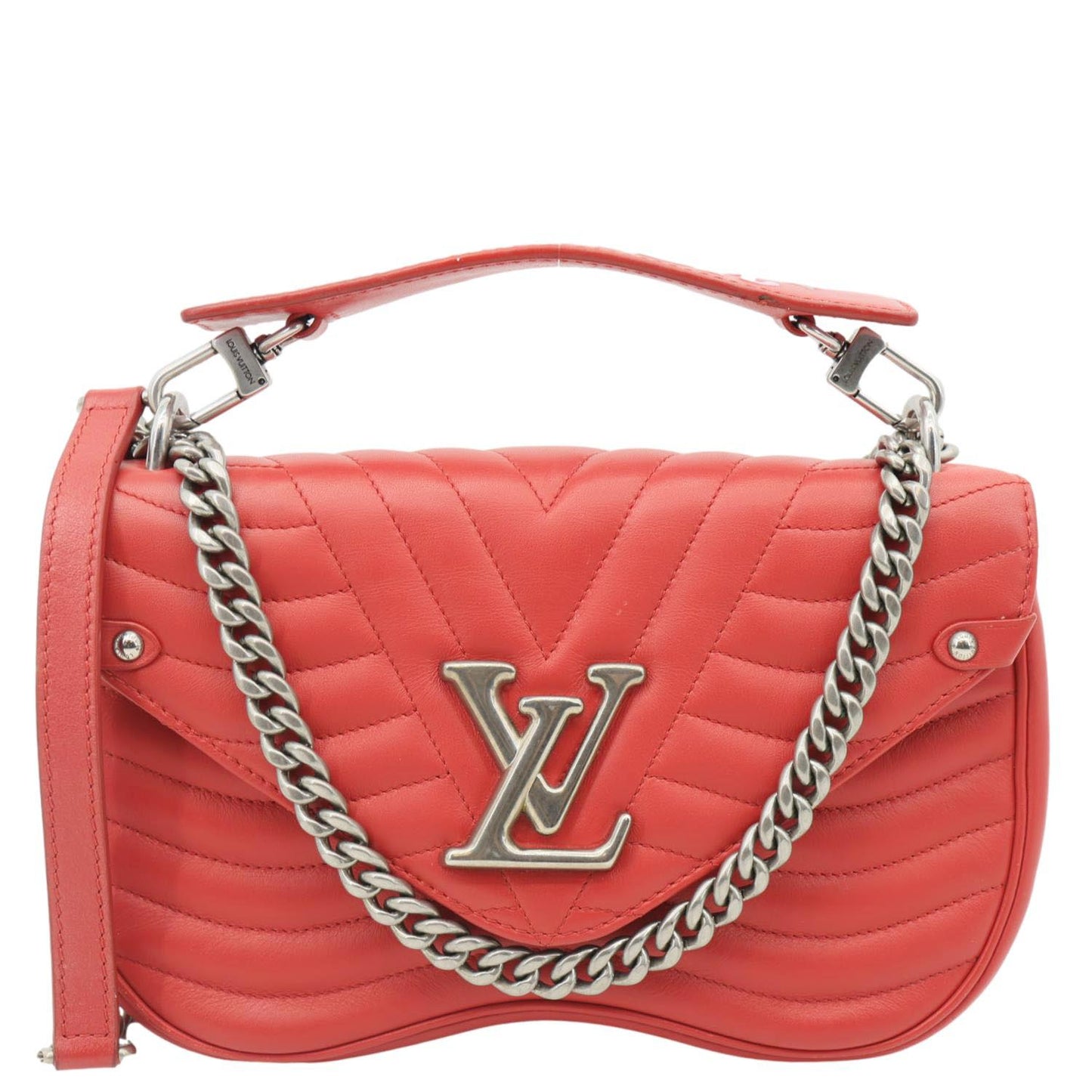 LOUIS VUITTON New Wave PM Leather Chain Crossbody Bag Red