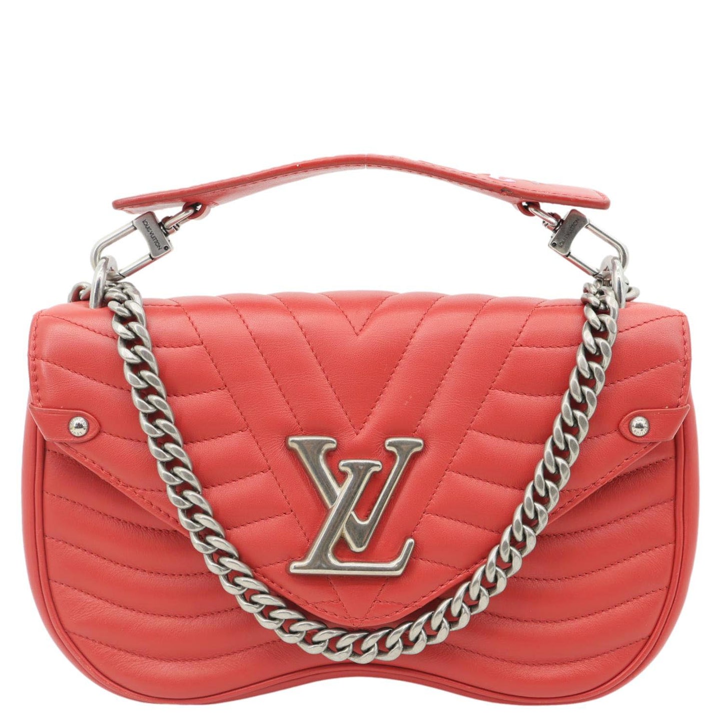 LOUIS VUITTON New Wave PM Leather Chain Crossbody Bag Red