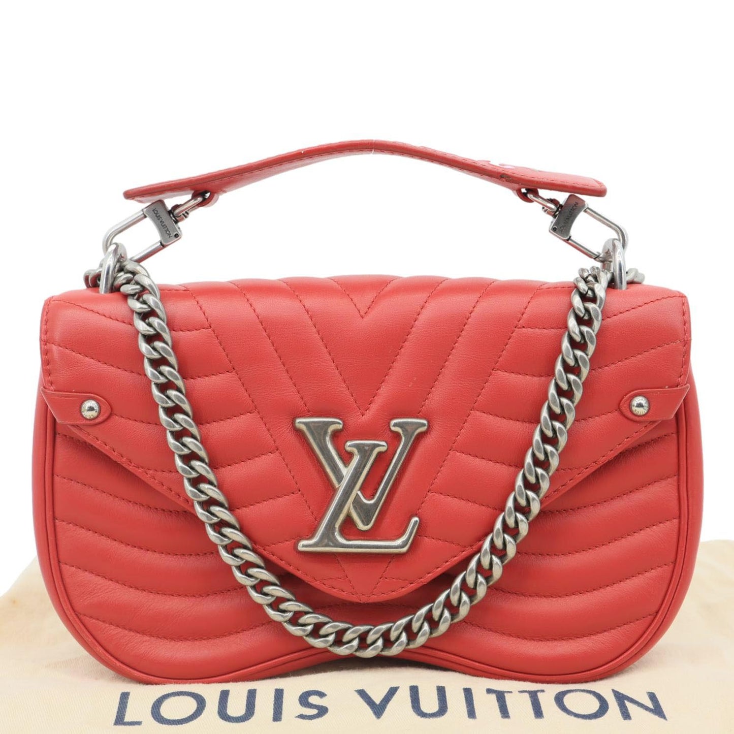 LOUIS VUITTON New Wave PM Leather Chain Crossbody Bag Red