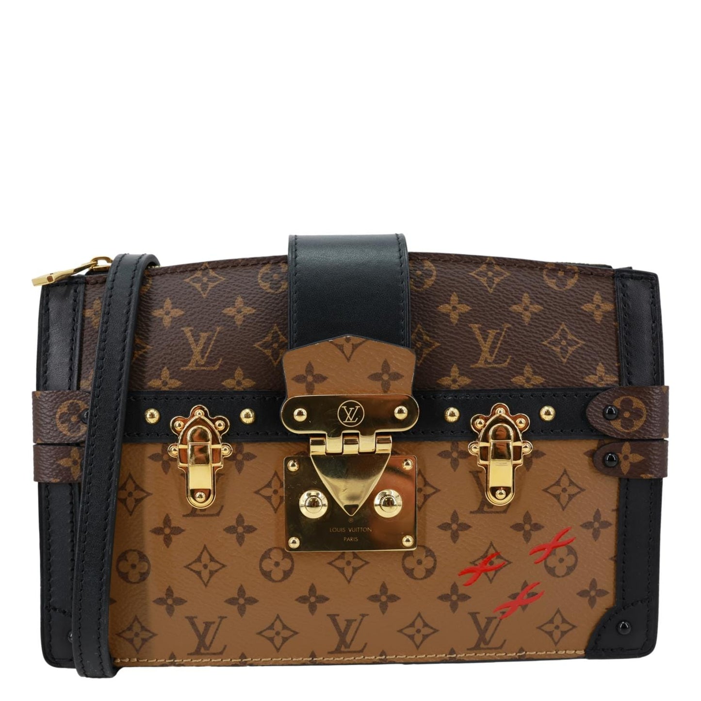 LOUIS VUITTON Trunk Clutch Reverse Monogram Crossbody Bag Brown