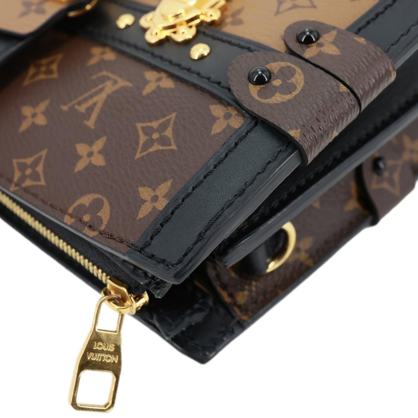 LOUIS VUITTON Trunk Clutch Reverse Monogram Crossbody Bag Brown