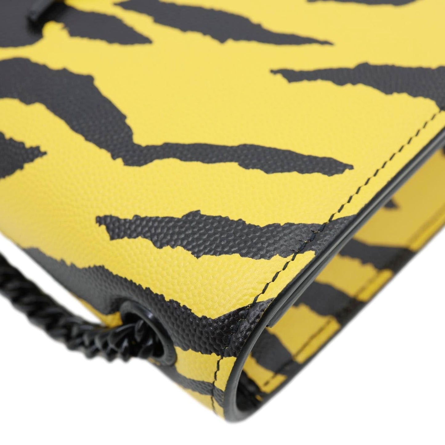 YVES SAINT LAURENT Classic Kate Zebra Print Leather Crossbody Bag Yellow