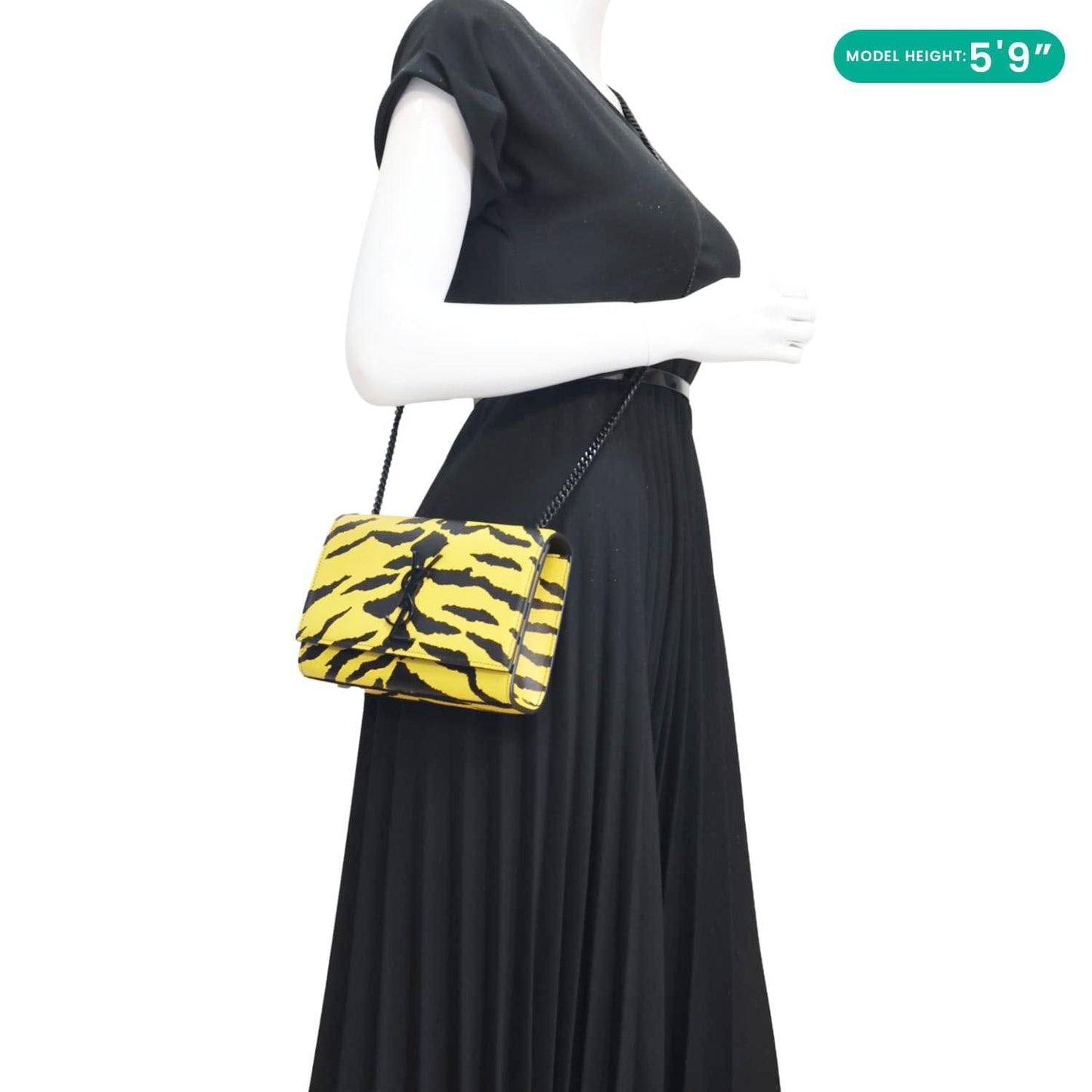 YVES SAINT LAURENT Classic Kate Zebra Print Leather Crossbody Bag Yellow