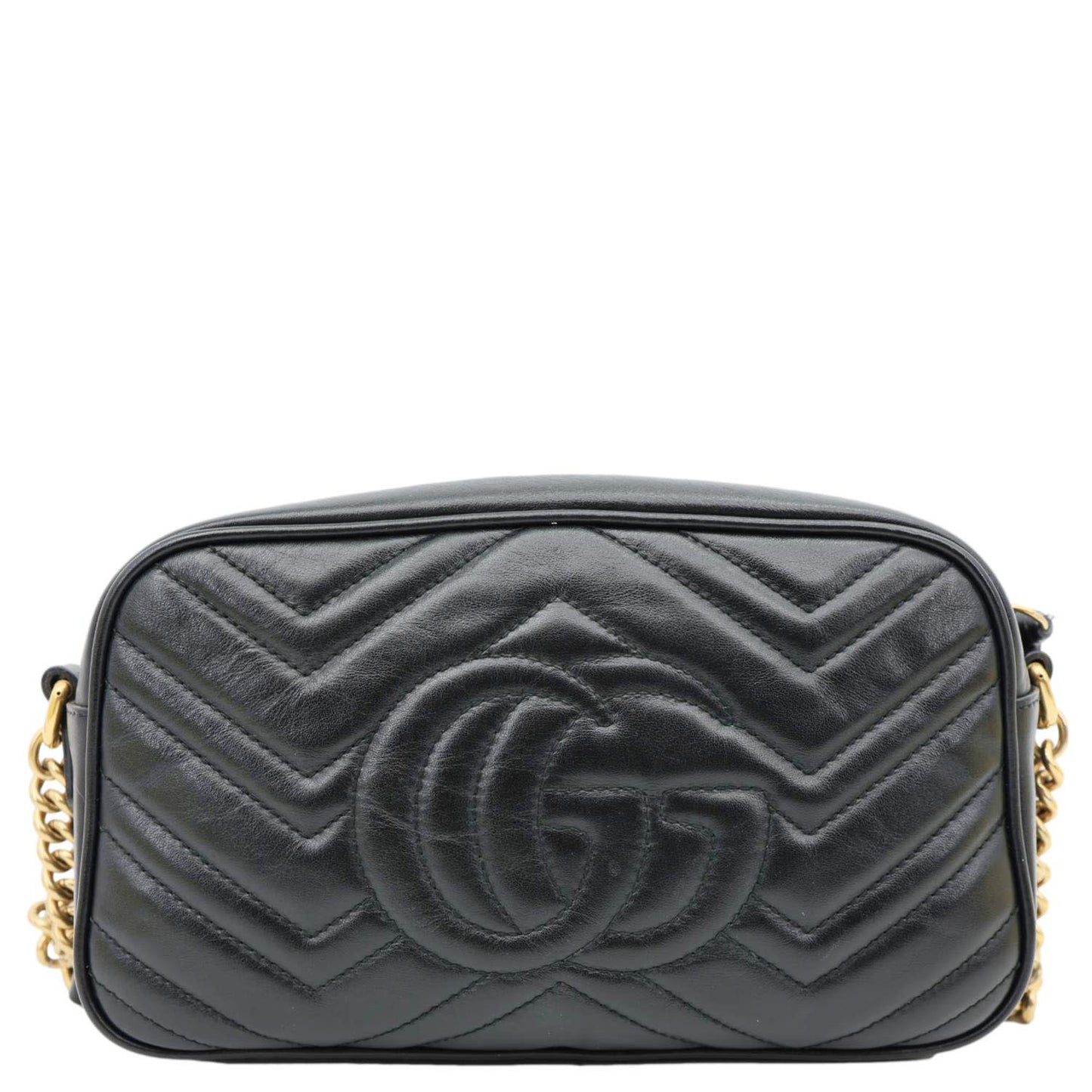 GUCCI GG Marmont Small Matelasse Chevron Leather Camera Bag Black 447632