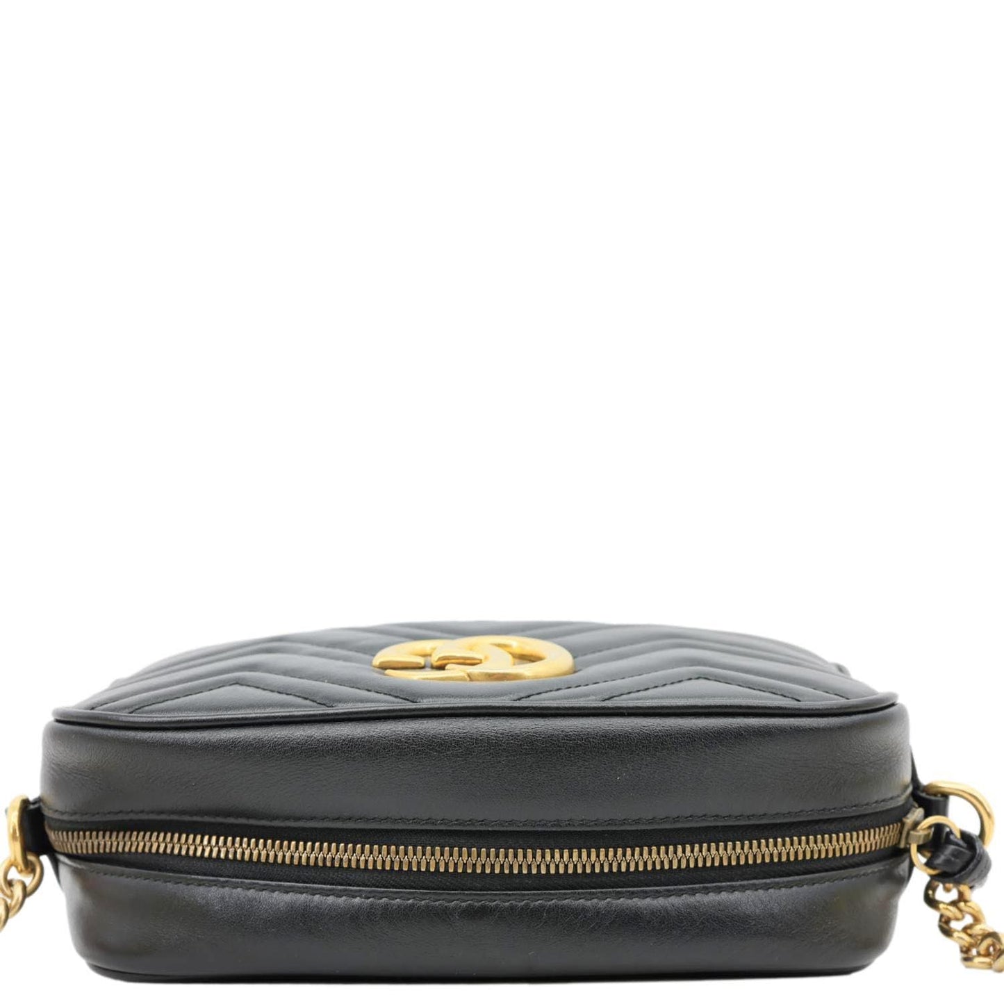 GUCCI GG Marmont Small Matelasse Chevron Leather Camera Bag Black 447632