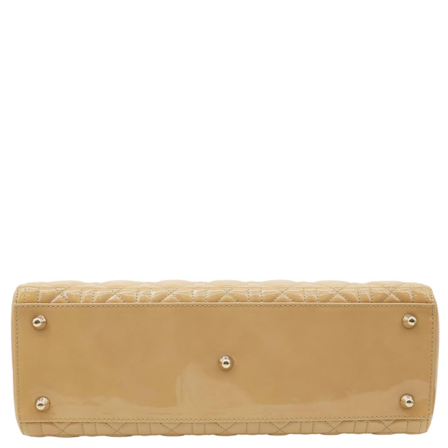 CHRISTIAN DIOR Lady Dior Large Quilted Patent Leather Shoulder Bag Camel