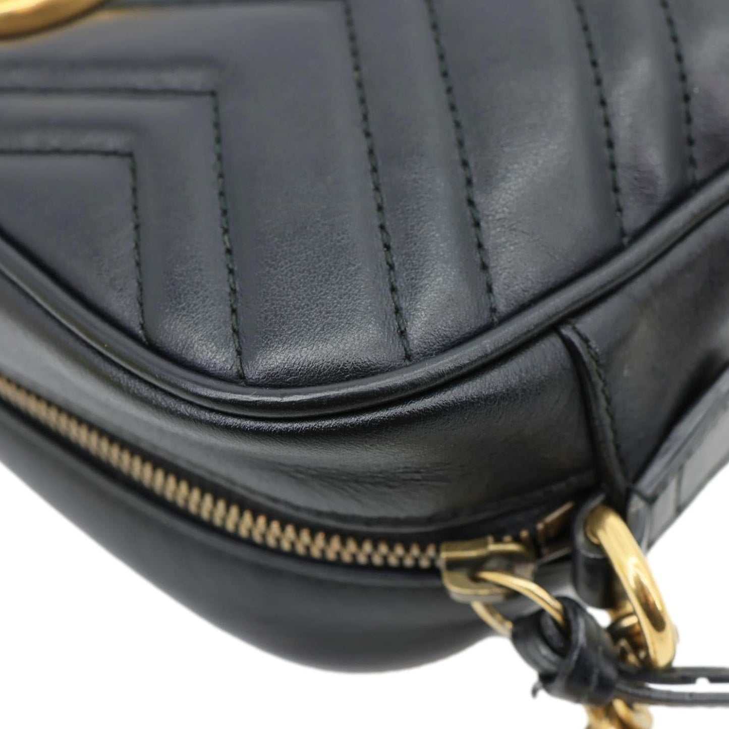 GUCCI GG Marmont Small Matelasse Chevron Leather Camera Bag Black 447632