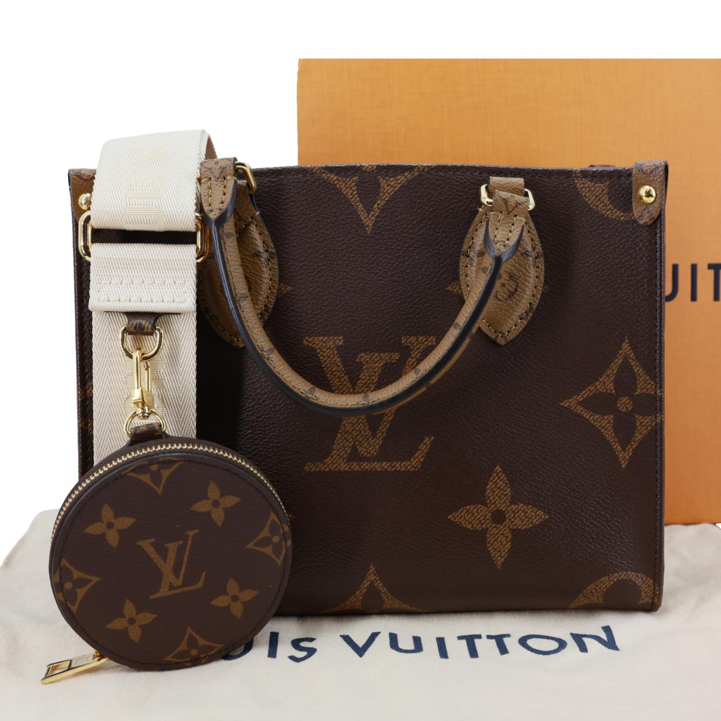 LOUIS VUITTON Onthego PM Giant Monogram Reverse Canvas Shoulder Bag Brown