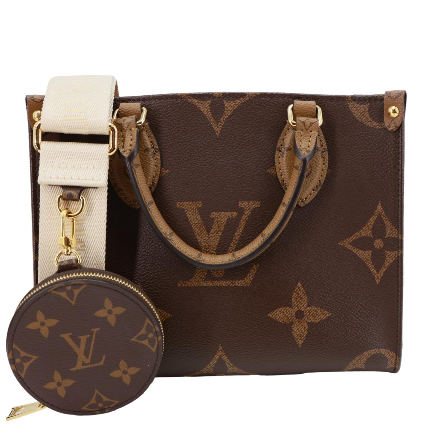LOUIS VUITTON Onthego PM Giant Monogram Reverse Canvas Shoulder Bag Brown