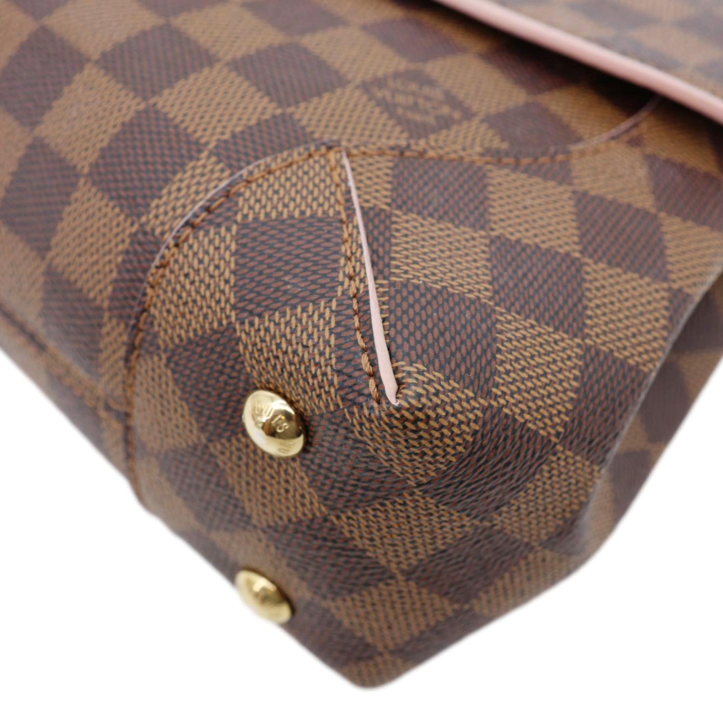 LOUIS VUITTON Caissa Chain Damier Ebene Clutch Shoulder Bag Rose Ballerine