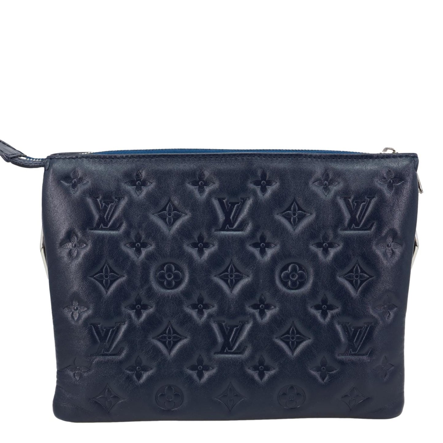 LOUIS VUITTON Coussin PM Monogram Embossed Leather Shoulder Bag Navy Blue