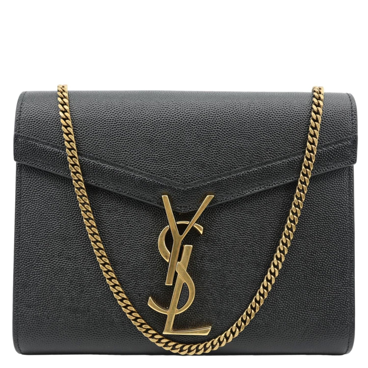 YVES SAINT LAURENT Cassandra Matelasse Grain De Poudre Chain Wallet Black