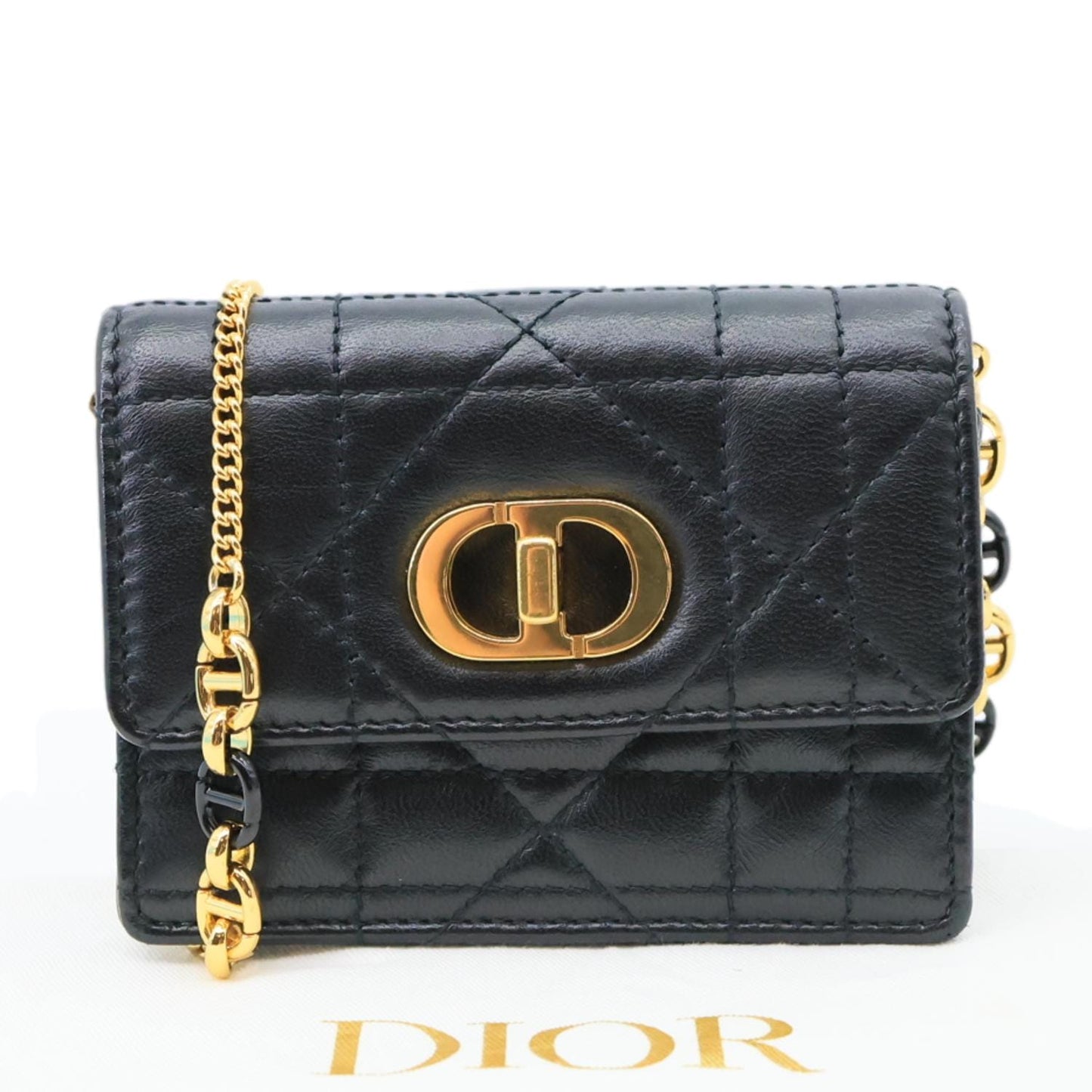 CHRISTIAN DIOR Miss Caro Micro Cannage Lambskin Leather Crossbody Bag Black