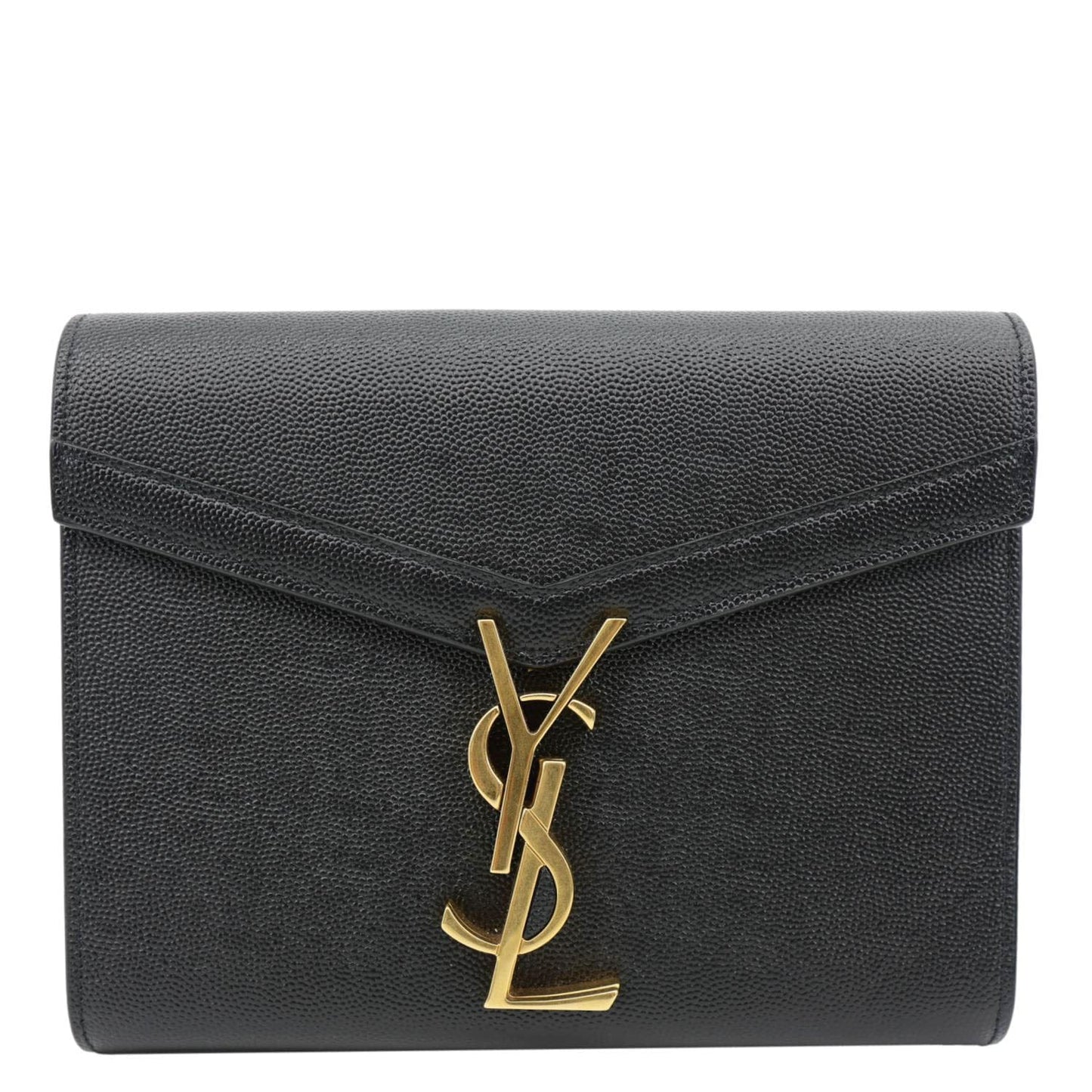 YVES SAINT LAURENT Cassandra Matelasse Grain De Poudre Chain Wallet Black