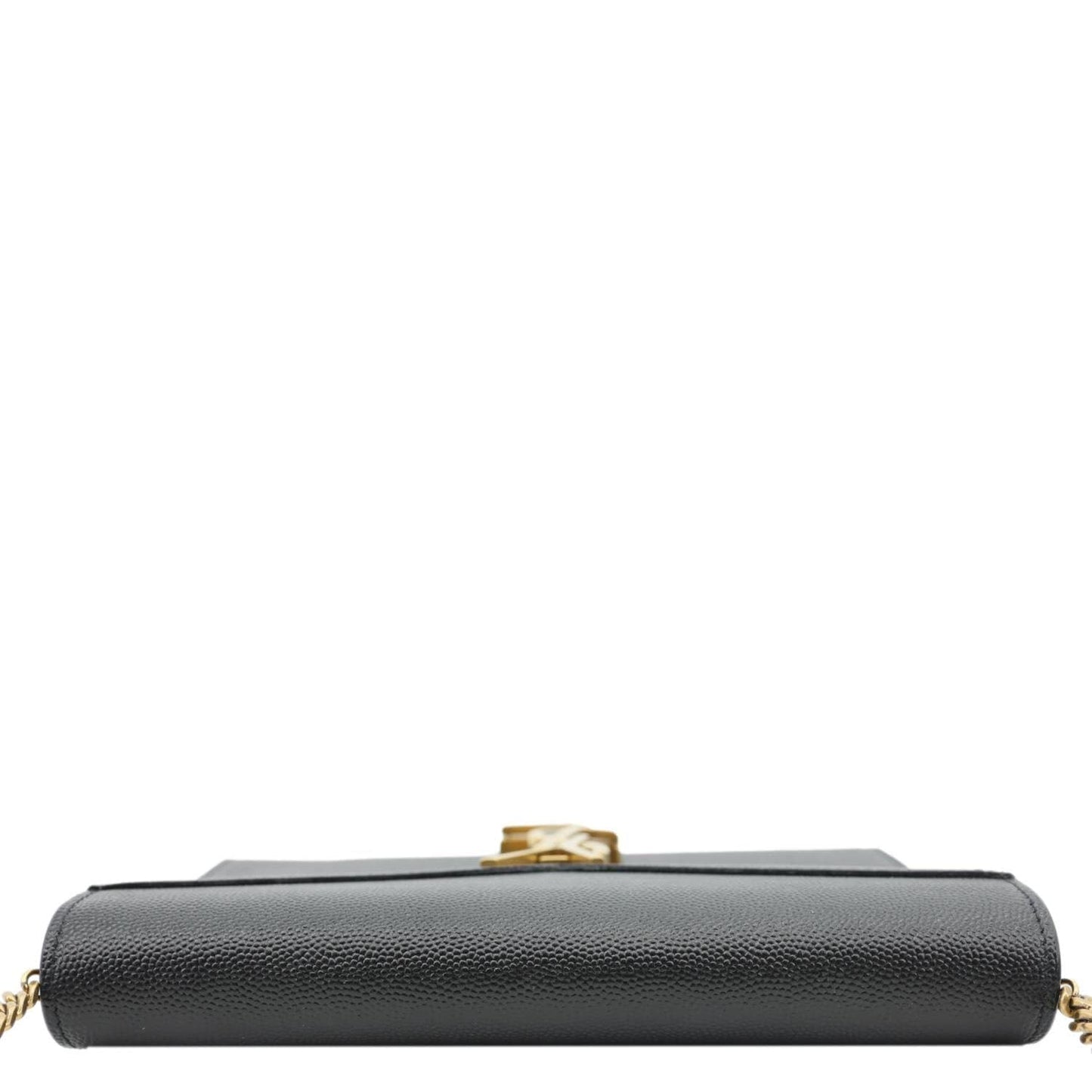 YVES SAINT LAURENT Cassandra Matelasse Grain De Poudre Chain Wallet Black