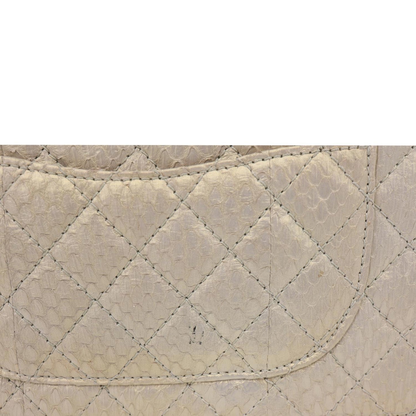 CHANEL Timeless Classic Flap Quilted Python Leather Shoulder Bag Gold