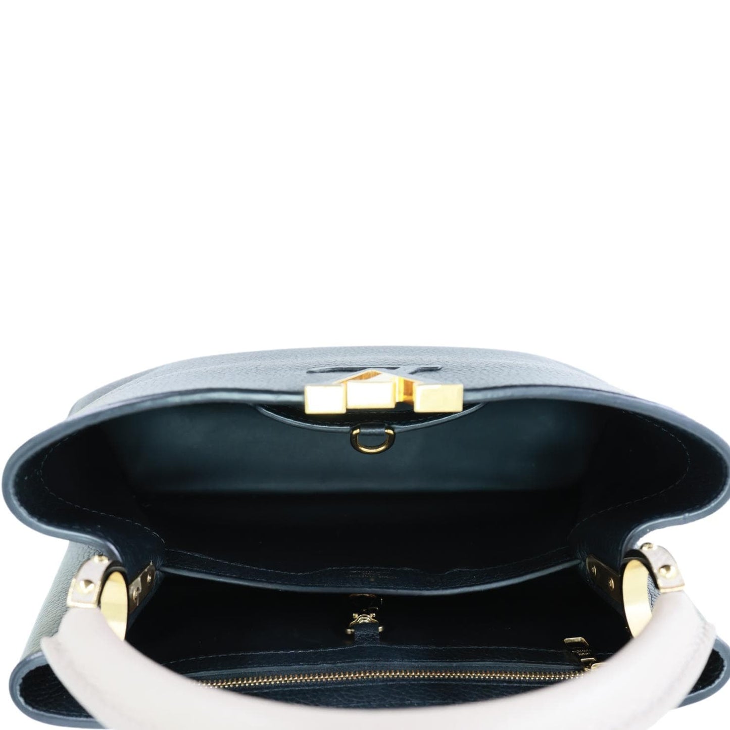 LOUIS VUITTON Capucine MM Monogram Flowers Taurillon Leather Chain Crossbody Bag Black