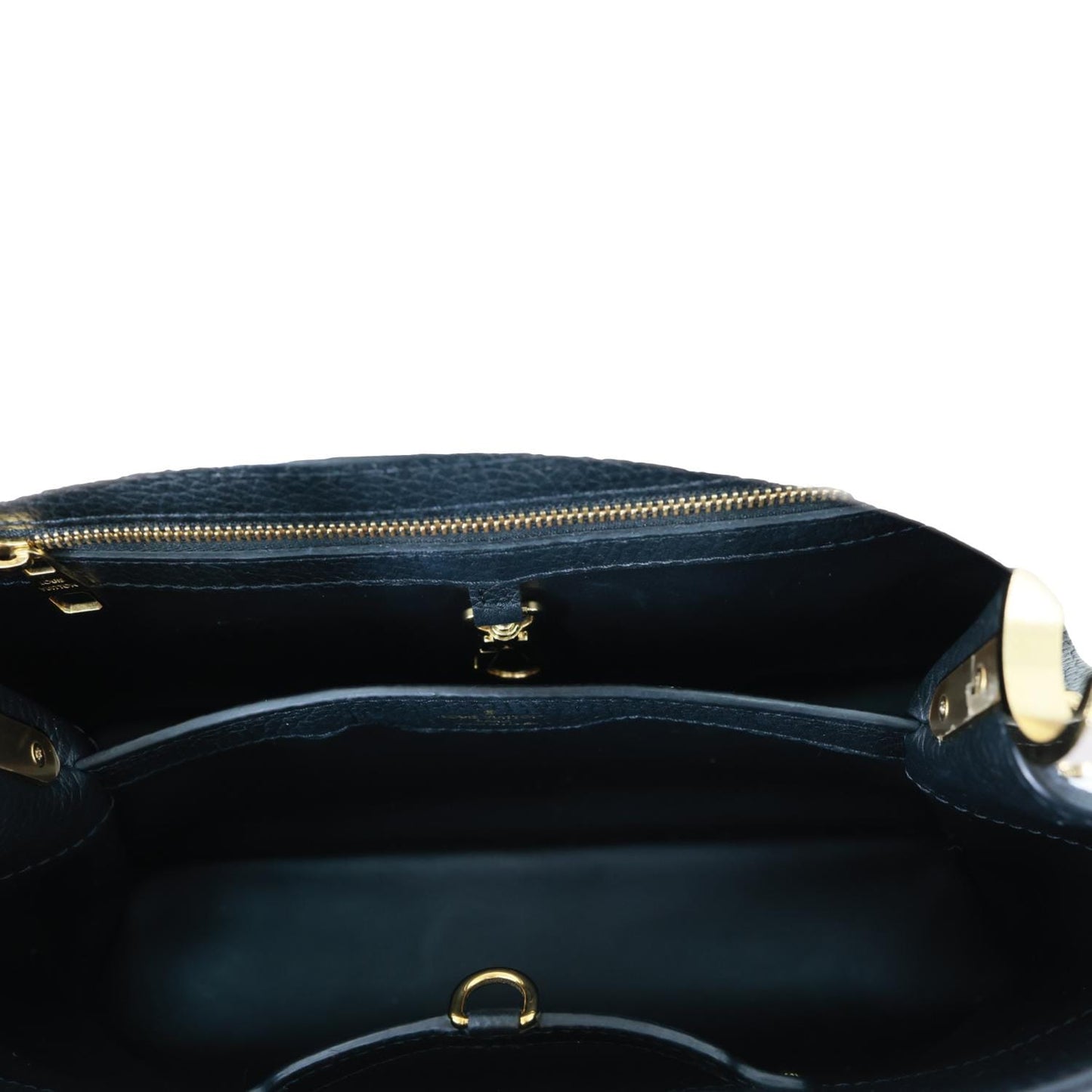 LOUIS VUITTON Capucine MM Monogram Flowers Taurillon Leather Chain Crossbody Bag Black