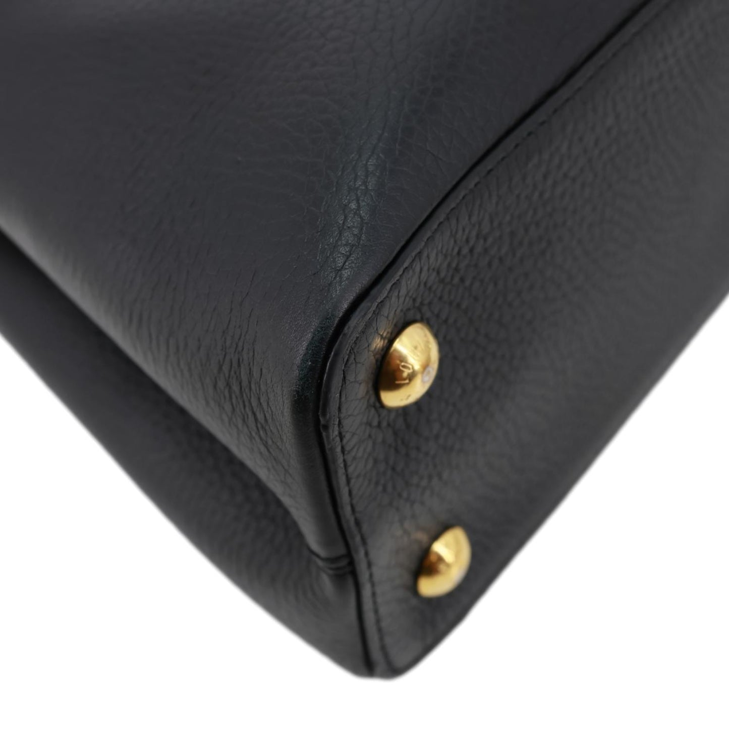 LOUIS VUITTON Capucine MM Monogram Flowers Taurillon Leather Chain Crossbody Bag Black