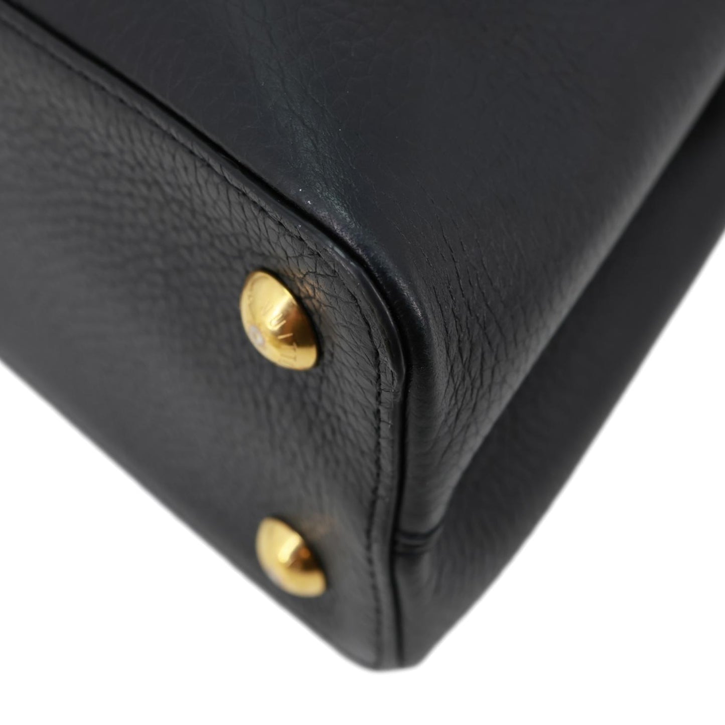 LOUIS VUITTON Capucine MM Monogram Flowers Taurillon Leather Chain Crossbody Bag Black