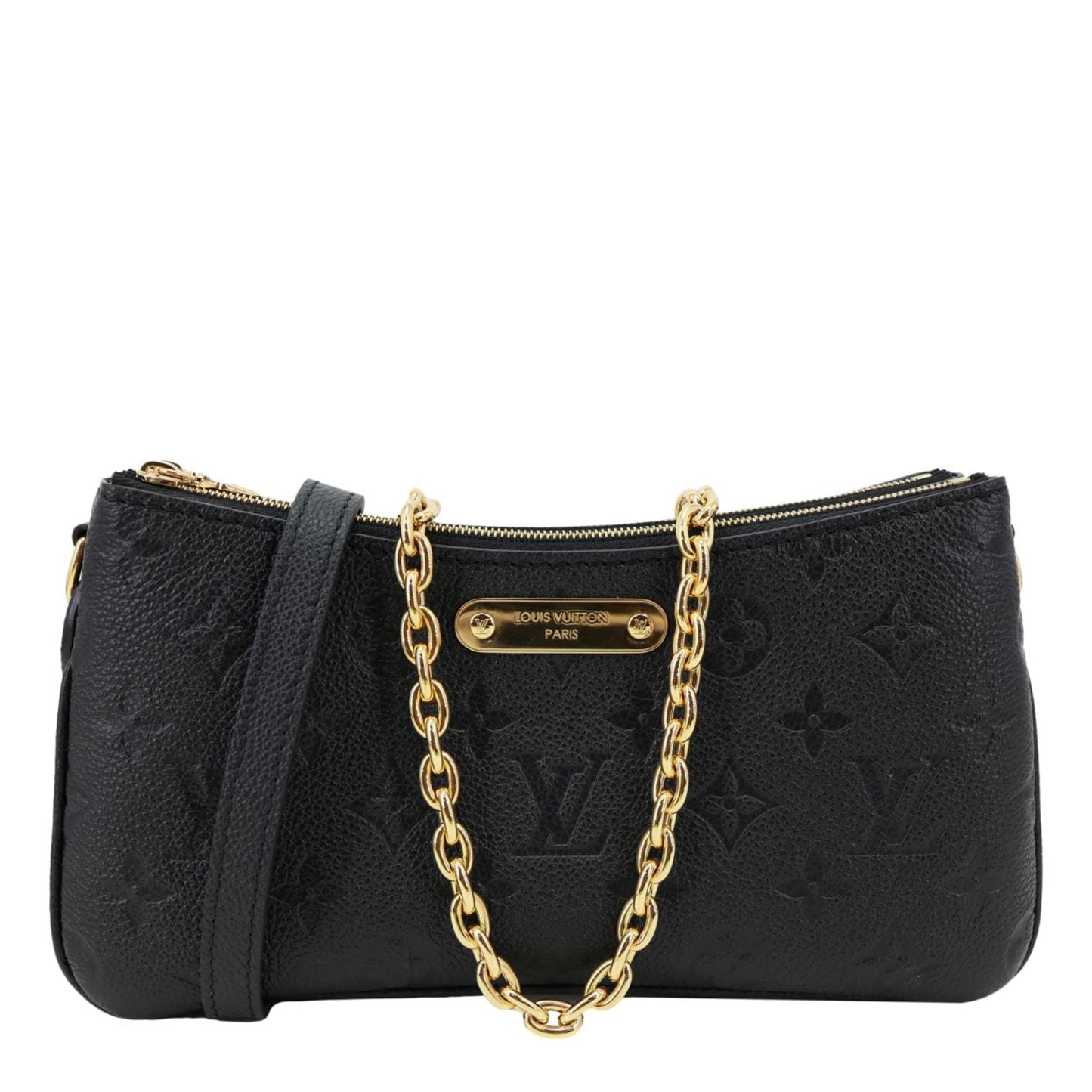 LOUIS VUITTON Liv Pochette Monogram Empreinte Leather Shoulder Bag Black